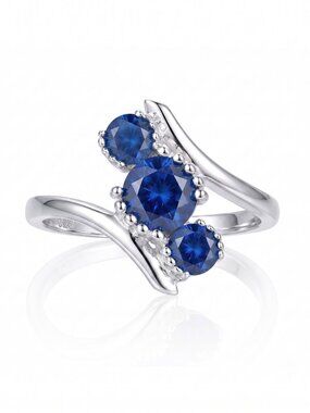 Blue Sapphire Gemstone ring, size 7, 925 Sterling Silver Charmed Aroma